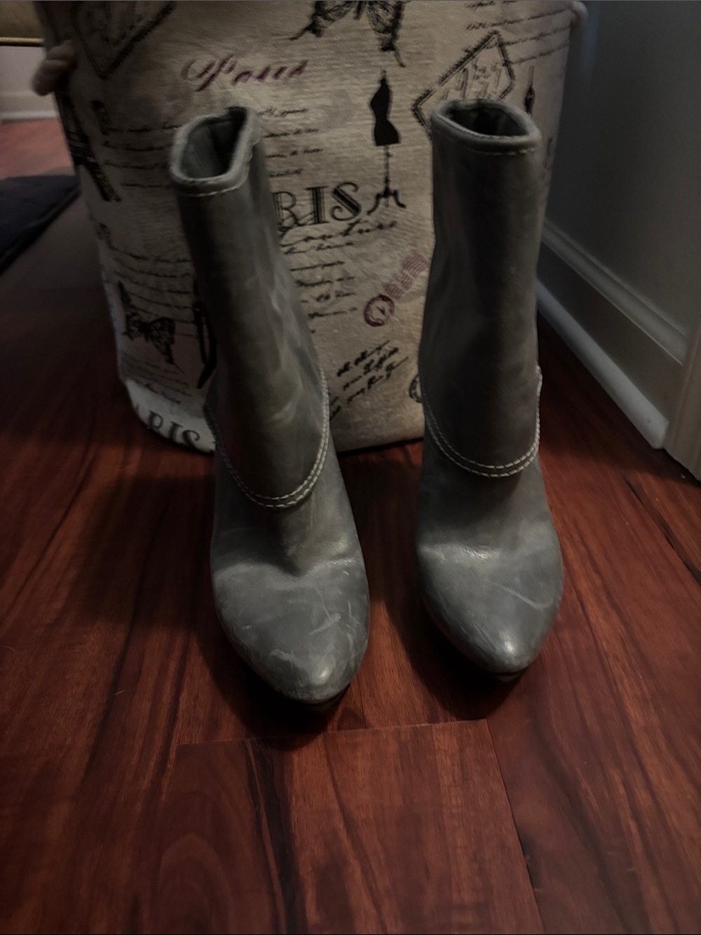 Nine West Gray Pointed Toe Ankle Booties